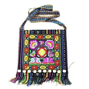 Ženska torba s etničkim motivom iz Yunnana, šivana, drvene perle, tibetanska tkanina, preko ramena