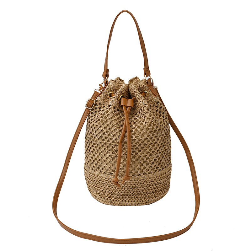 Ženska torba velikog kapaciteta od pletene slame, crossbody, koš-stil, ljeto 2025