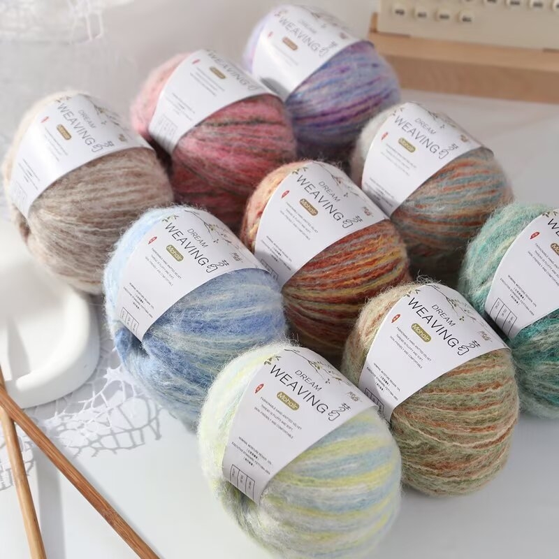 Fir de mohair croșetat – ultra-moale, prietenos cu pielea, colorat, la modă, pentru eșarfe și haine
