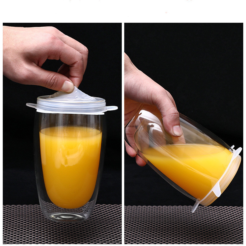 Set de 6 capace din silicon pentru păstrarea prospețimii, de calitate alimentară, rezistente la praf și stropire, capace izolate termic pentru boluri compatibile cu microunde