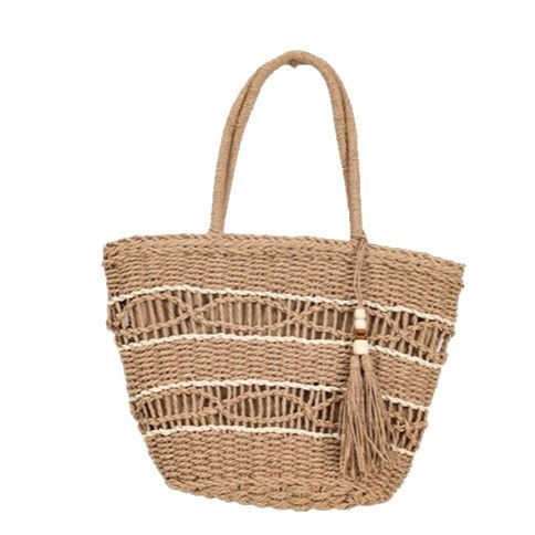 Ručno pletena torba s izrezanim uzorkom, moderna i svestrana, velika zapremina, plaža, vintage stil