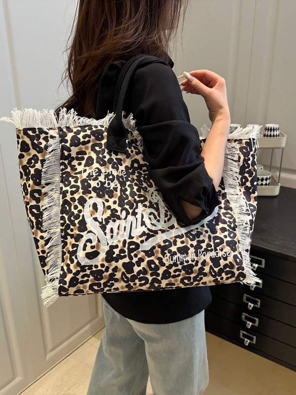 Vintage casual ženska tote torba s velikim kapacitetom, leopard uzorak, proljeće 2026