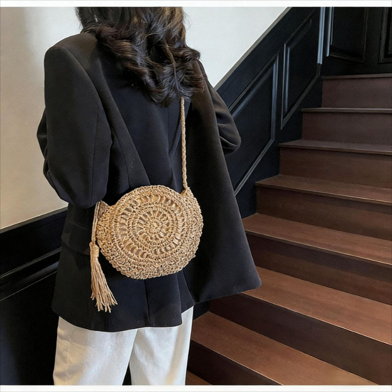 Nova višestruka slamnat torba s resicama, crossbody torba, ručno rađena ženska torba za plažu