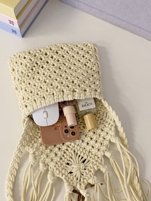 Ženska crossbody torba u boemskom stilu, tkana s resicama, mala veličina, za odmor