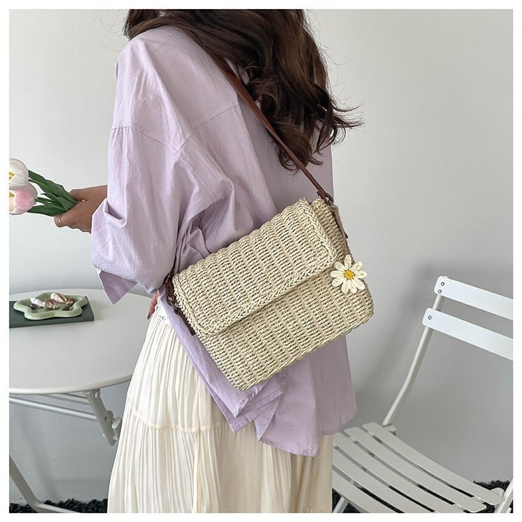 Proljetna slamnata torba za žene, svestrana crossbody torba za plažu