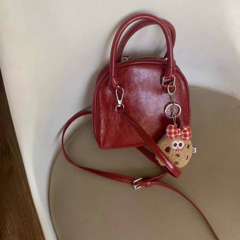 Ženska mini torbica u obliku školjke, crvena boja božićna — mini crossbody torbica, korejskog nišnog dizajna