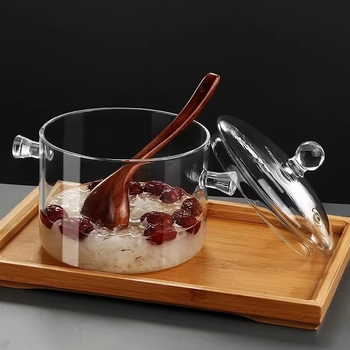 Oală de gătit din sticlă borosilicată pentru uz casnic, transparentă, potrivită pentru flacără deschisă, rezistentă la temperaturi înalte, mini oală pentru supă