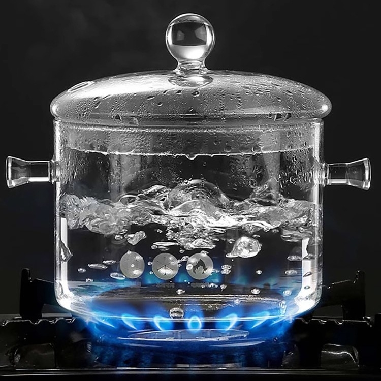 Oală de gătit din sticlă borosilicată pentru uz casnic, transparentă, potrivită pentru flacără deschisă, rezistentă la temperaturi înalte, mini oală pentru supă