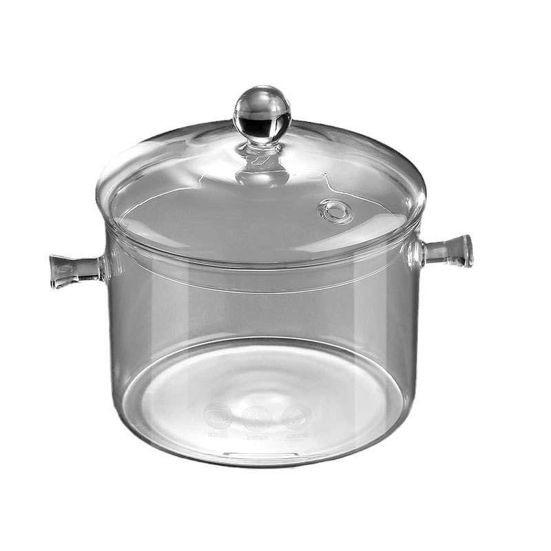Oală de gătit din sticlă borosilicată pentru uz casnic, transparentă, potrivită pentru flacără deschisă, rezistentă la temperaturi înalte, mini oală pentru supă