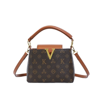 Ispisana torbica s crossbody remenom, velika kapaciteta, PU bucket torba za žene, retro luksuzni stil.