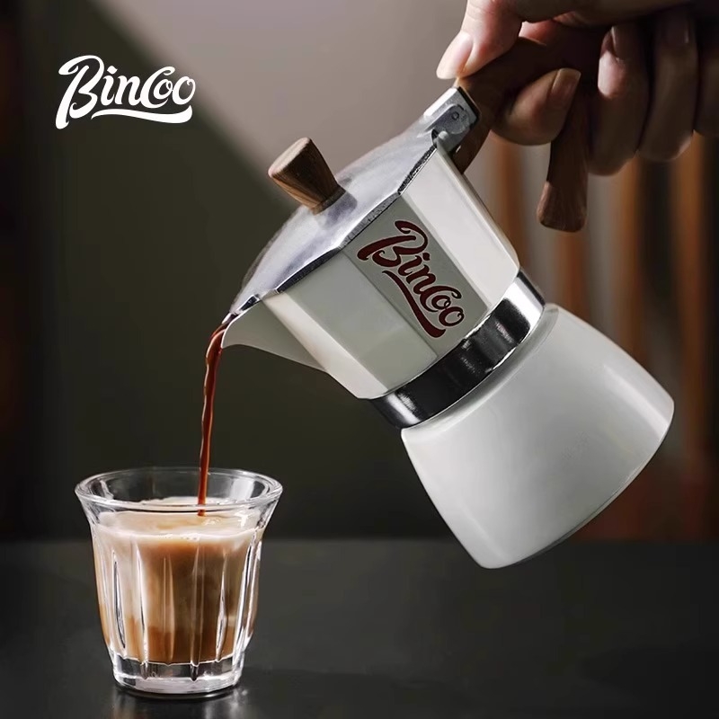 Bincoo Set moka pot pentru cafea cu râșniță manuală, mini espresso