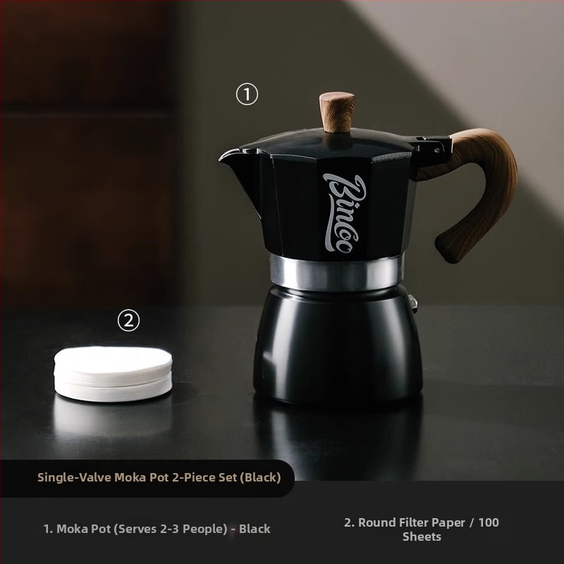 Bincoo Sada moka hrniec na kávu s ručným mlynčekom, kompaktné mini espresso