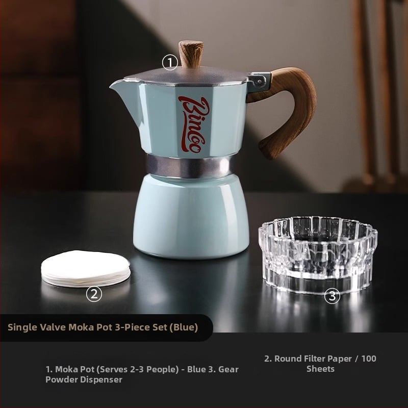 Bincoo Sada moka hrniec na kávu s ručným mlynčekom, kompaktné mini espresso