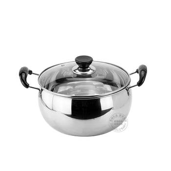 Oală de supă din oțel inoxidabil, corp îngroșat, mâner izolat din bakelit, capac din sticlă, cutie cadou, 2,1–3 L