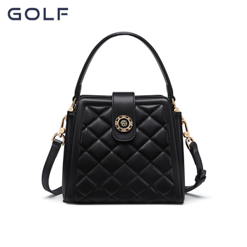 GOLF ženska torba od prave kože s romboidnim uzorkom, bucket torba, moderna i svestrana, velika zapremina, s remenom za rameno ili crossbody