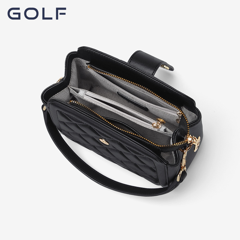 GOLF ženska torba od prave kože s romboidnim uzorkom, bucket torba, moderna i svestrana, velika zapremina, s remenom za rameno ili crossbody
