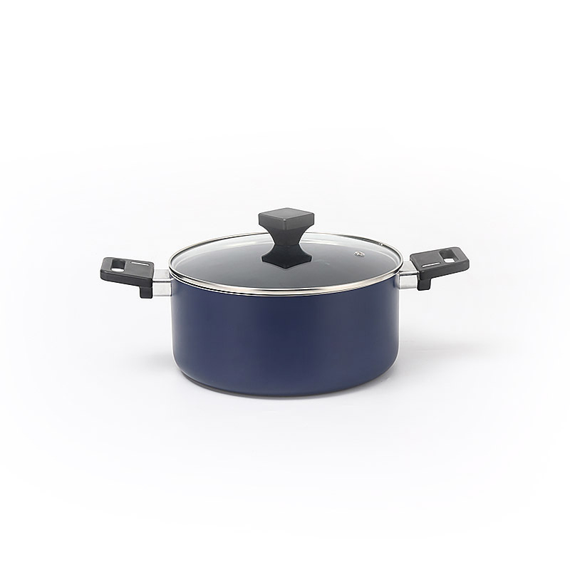 Set de 4 vase din aluminiu, oală de supă cu strat ceramic la fund și tigaie antiaderentă
