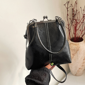 Ice Charm ženska torbica u obliku školjke, mala veličina, PU koža, klipsno zatvaranje, jedan naramenica, crossbody, unutarnja džep sa zipperom, poliester podstava, svestrana svakodnevna torba