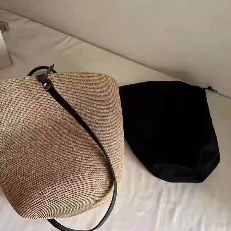 Torba od slame u obliku košare, ljetni dizajn, prilagodljiva crossbody/na rame/ručna, ženska plažna torba, vintage stil, model 24