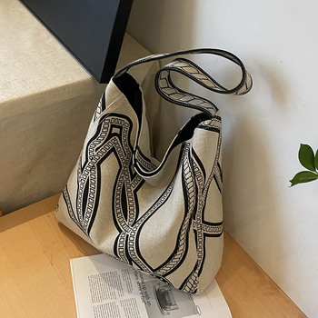 Jedinstvena dizajnerska bucket torba s totem motivom za žene, velika kapaciteta, platneni materijal, Mori stil torba za rame