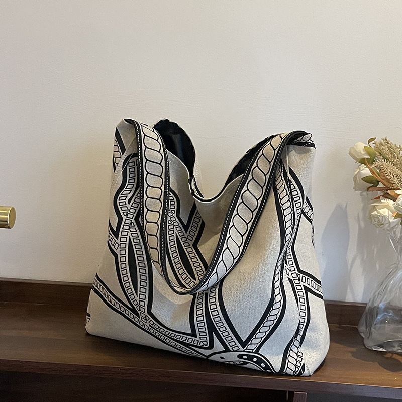 Jedinstvena dizajnerska bucket torba s totem motivom za žene, velika kapaciteta, platneni materijal, Mori stil torba za rame