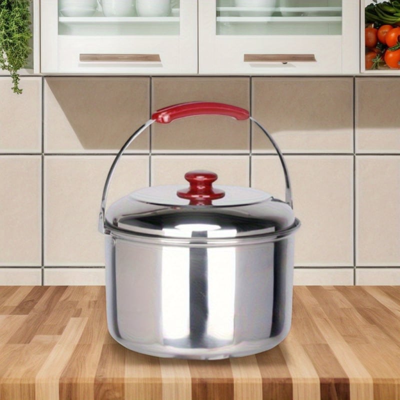 Oală din oțel inoxidabil pentru camping, cu mâner de ridicare, oală de gătit portabilă pentru exterior, capacitate 3,1–4 L