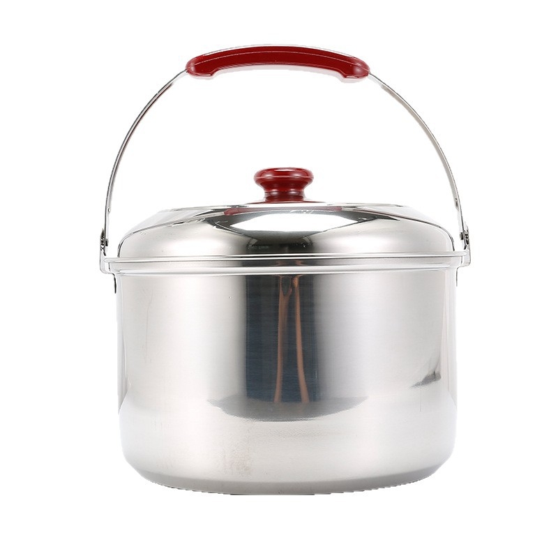 Oală din oțel inoxidabil pentru camping, cu mâner de ridicare, oală de gătit portabilă pentru exterior, capacitate 3,1–4 L