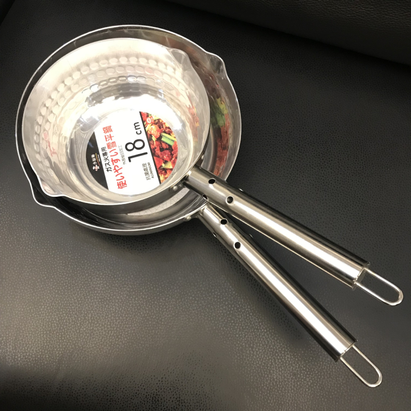 Oală Yukihira din aluminiu pentru supă și lapte, cu mâner din lemn sau din oțel, fund plat