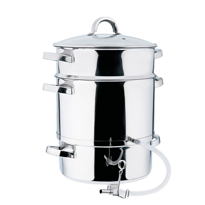 Oală din oțel inoxidabil pentru suc și aburi de fructe cu capac din sticlă, 5L/8L/10L