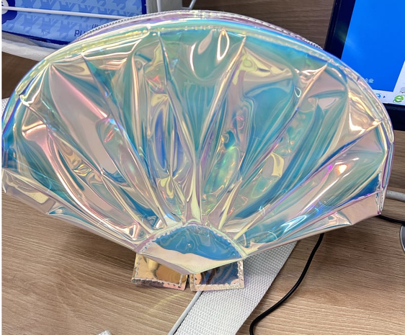Dámska strieborná PVC crossbody taška s mušľovým vzorom, na každodenné nosenie