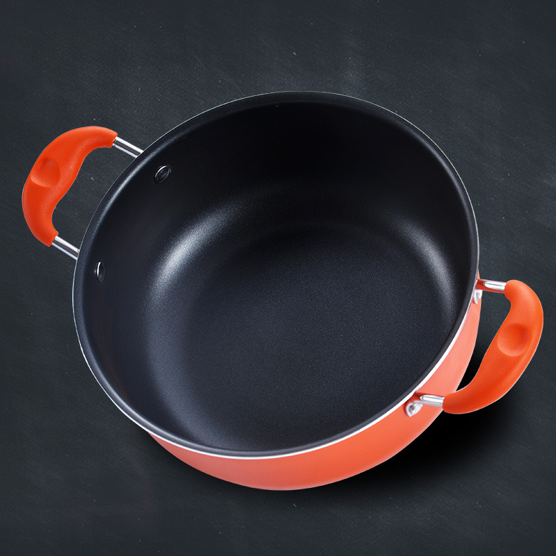 Oală de supă cu două mâneri, antiaderentă, oală pentru lapte, fără fum, pentru hot pot și alte preparate, compatibilă cu inducția.
