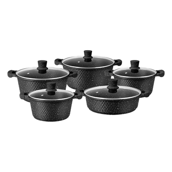 Set de 10 oale pentru supă din piatră Maifan, design marmorat, turnare die-casting