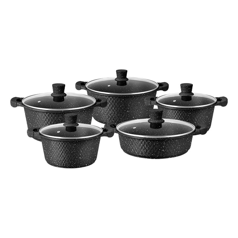 Set de 10 oale pentru supă din piatră Maifan, design marmorat, turnare die-casting