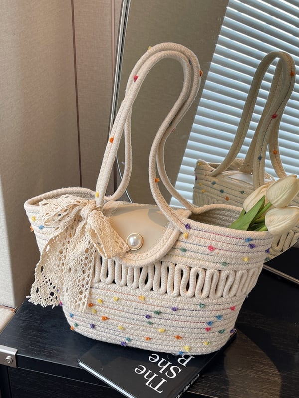 Ženska tkana torba velikog kapaciteta — ljetna torba preko ramena Tote, nišna moda