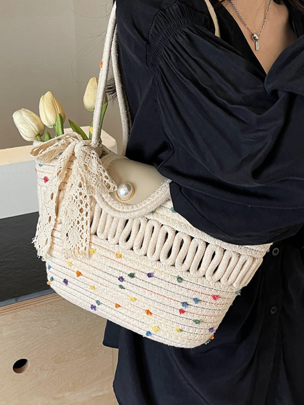 Ženska tkana torba velikog kapaciteta — ljetna torba preko ramena Tote, nišna moda
