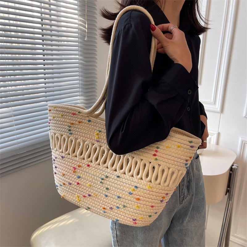 Ženska tkana torba velikog kapaciteta — ljetna torba preko ramena Tote, nišna moda