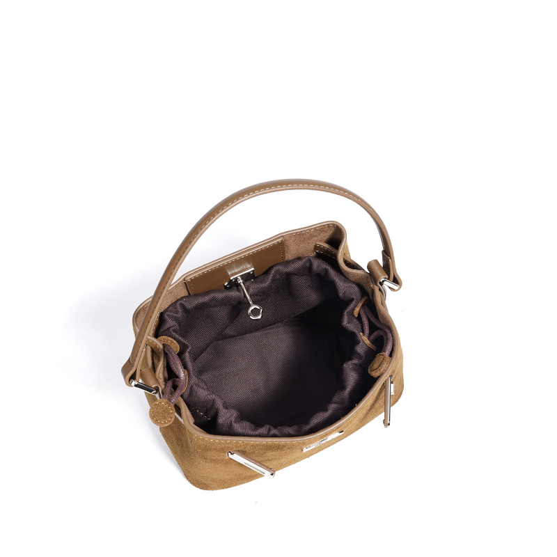 Ženska mini kožna bucket torba, casual stil, s remenom preko ramena ili u ruci, retro inspiracija