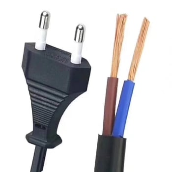 3-ядрен меден захранващ кабел, 0,75 mm², PVC изолация, дължина 1,5 м, трипинов щепсел, подходящ за монитор и оризоварка