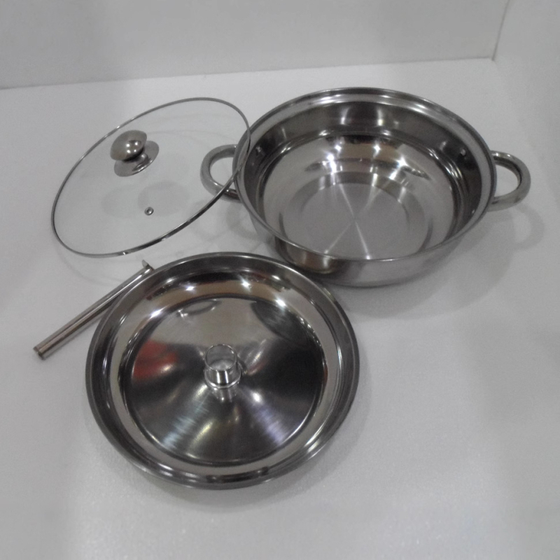 Ανοξείδωτο ατσάλι με μαγνητικό πάτο, 28 cm, διόροφος πολυλειτουργικός κατσαρόλα ατμού για ατμό, βράσιμο και σούπες, κατάλληλη για χρήση σε σάουνα