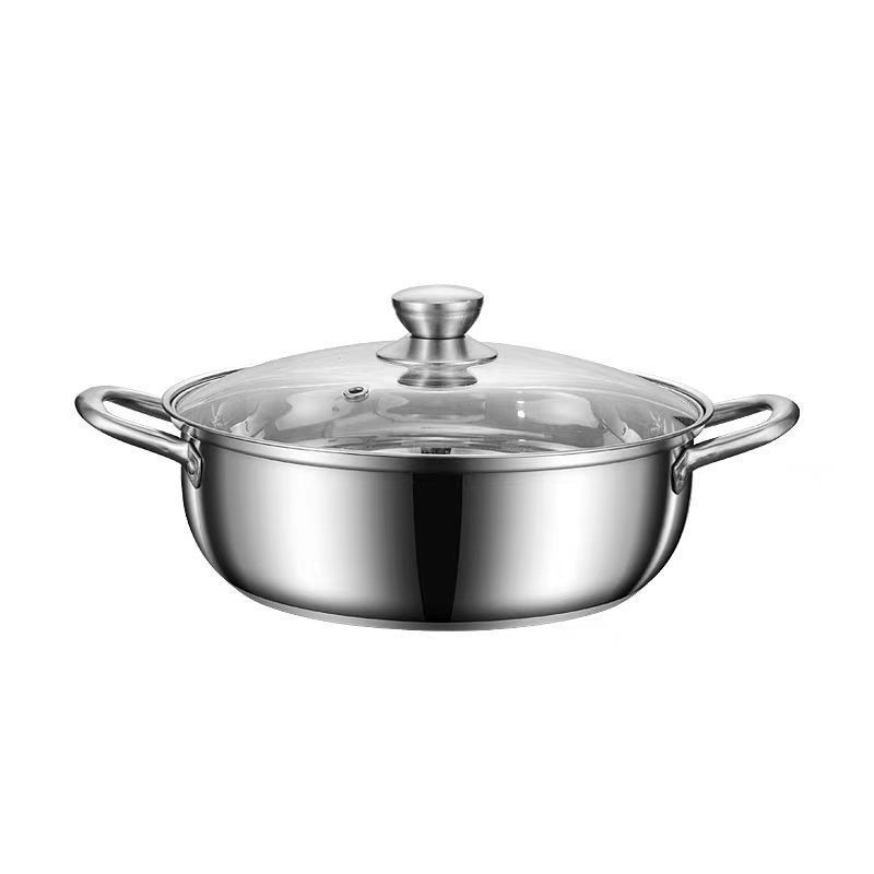 Oală de aburi pentru fructe de mare, 34 cm, oțel inoxidabil, un singur nivel, capac de sticlă