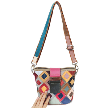 Nova ženska torba od prave kože — bucket torba s rombom i blok boja — prava koža — dugačak naramenica crossbody — europska i američka moda