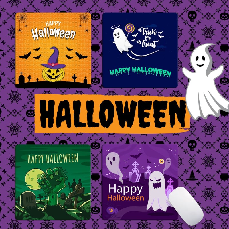 Halloween pad ποντικιού, διπλής όψεως επιφάνεια γραφείου σε στυλ ελαιογραφίας, 260×210 mm