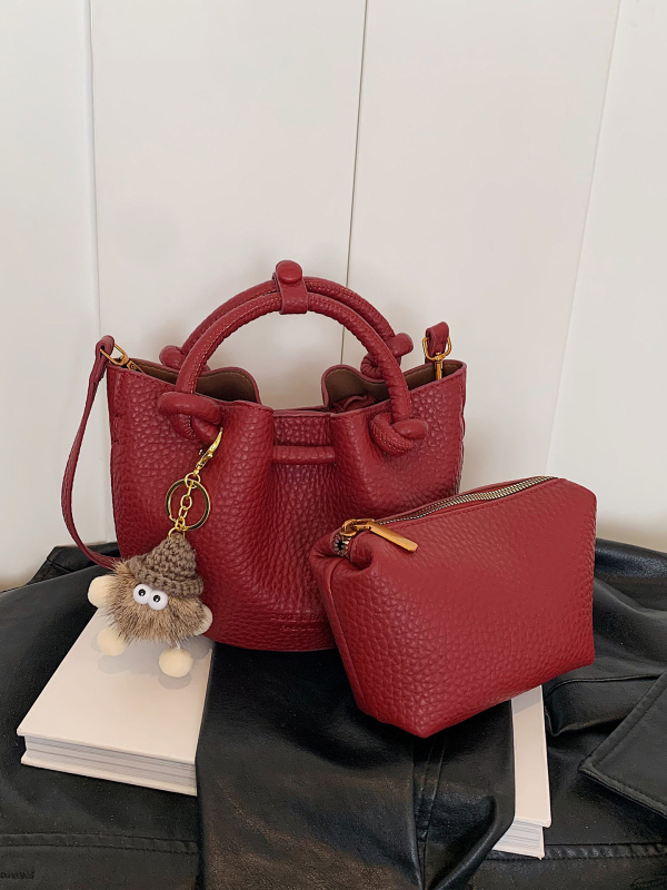 Crvena retro ženska mala torbica, jesen-zima 2025 nova verzija, moderna i svestrana crossbody bucket torba od PU materijala
