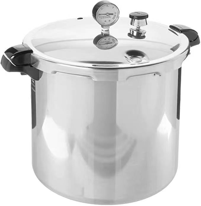 Vas de gătit sub presiune 22L, cu manometru, din aliaj de aluminiu, bază dublă, universal, 23L/25L
