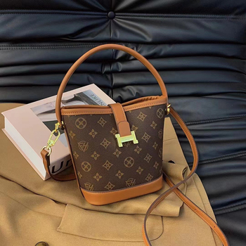 Louis Fanghua Ženska bucket torbica s teksturiranom PVC teksturom, 2024 nova casual torba za rame ili crossbody, srednja veličina