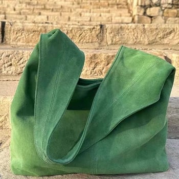 Zelena velurom bucket torba za žene, velika kapaciteta, jednostruki ramenski dizajn, vrhunske kvalitete za svakodnevnu uporabu