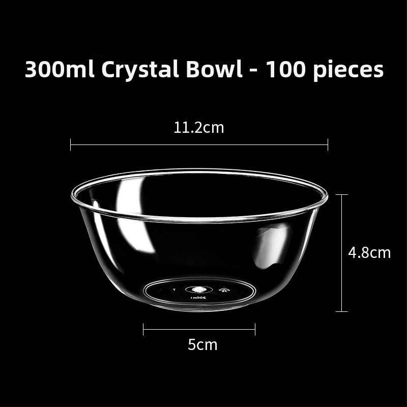 Bol de unică folosință din plastic transparent, rezistent, 300 ml, rotund, 112×50×48 mm