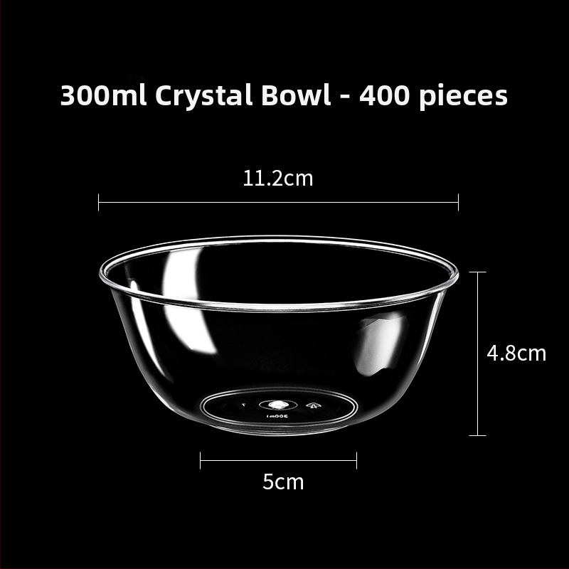 Bol de unică folosință din plastic transparent, rezistent, 300 ml, rotund, 112×50×48 mm