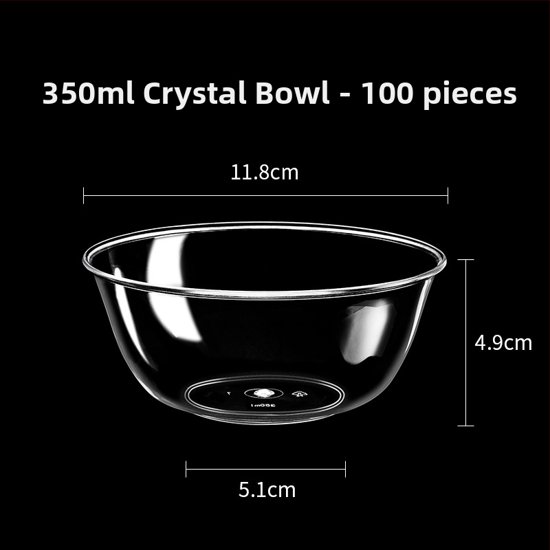 Bol de unică folosință din plastic transparent, rezistent, 300 ml, rotund, 112×50×48 mm