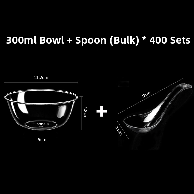 Bol de unică folosință din plastic transparent, rezistent, 300 ml, rotund, 112×50×48 mm